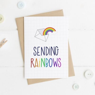 Sending Rainbows friendship support card - motivational positivity card for friends and family