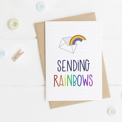 Sending Rainbows friendship support card - motivational positivity card for friends and family