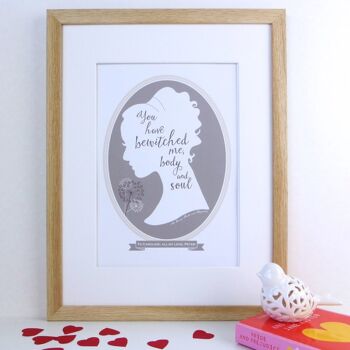 Jane Austen Pride and Prejudice Love Quote Print - cadeau de la Saint-Valentin pour elle - impression personnalisée - Mr Darcy - Elizabeth Bennett - jane eyre - Impression A4 non montée (18,00 £) Gris 2