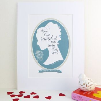 Jane Austen Pride and Prejudice Love Quote Print - cadeau de la Saint-Valentin pour elle - impression personnalisée - Mr Darcy - Elizabeth Bennett - jane eyre - Impression A4 non montée (18,00 £) Gris 5