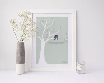 Impression personnalisée d'oiseaux d'amour - cadeau de Saint Valentin - cadeau d'anniversaire - cadeau de mariage - impression d'inséparable - impression romantique - conception de clin d'oeil - Royaume-Uni - Impression encadrée noire (60,00 £) Bleu pâle 1