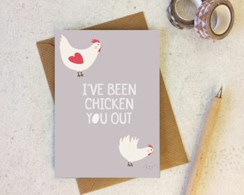 Funny Love Card 'I've Been Chicken You Out' - carte de poulet - carte d'amant de poulet - carte d'amour drôle - carte de Saint Valentin pour elle - Royaume-Uni 1