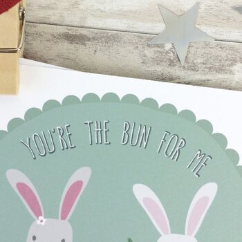 You're The Bun For Me Rabbit Anniversary Card - carte de Saint Valentin pour petit ami - carte d'anniversaire personnalisée - lapins - Happy Valentines Day 3