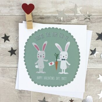 You're The Bun For Me Rabbit Anniversary Card - carte de Saint Valentin pour petit ami - carte d'anniversaire personnalisée - lapins - Happy Valentines Day 4