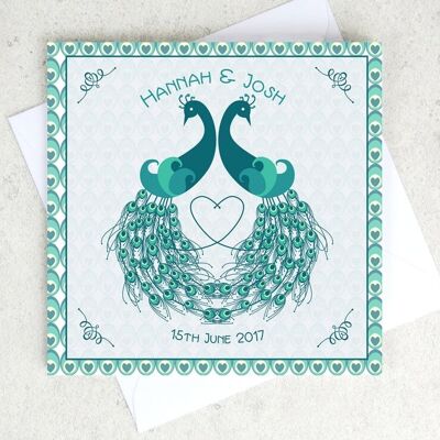 Carta di matrimonio/anniversario Art Deco Pavone