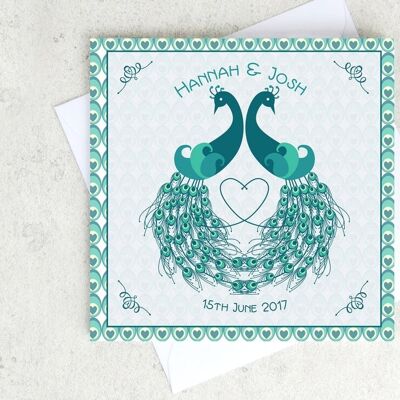 Art Deco Peacock Wedding / Anniversary Card