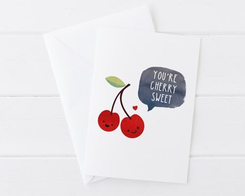 Funny Valentine / Anniversary / Love Card - You're Cherry Sweet - card for boyfriend - valentine card - card for girlfriend - wink design