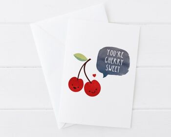 Funny Valentine / Anniversary / Love Card - You're Cherry Sweet - carte pour petit ami - carte de la Saint-Valentin - carte pour petite amie - conception de clin d'œil