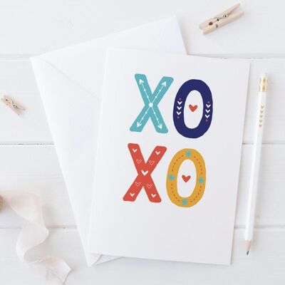 XOXO hugs and kisses Valentines / Anniversary / Love Card - card for boyfriend - valentine card - card for girlfriend - wink design