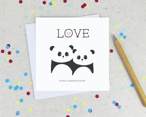 Panda Love Personalised Anniversary / Wedding Card - funny anniversary card - valentine card - personalised valentine's day card