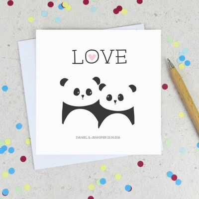 Panda Love Personalised Anniversary / Wedding Card - funny anniversary card - valentine card - personalised valentine's day card