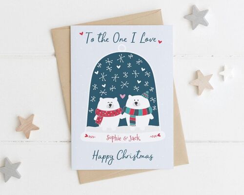 Personalised Snowglobe 'To the One I Love' Christmas Card - husband xmas card - wife xmas card - boyfriend xmas Card - girlfriend xmas card
