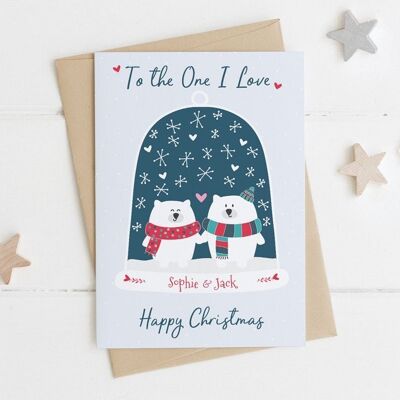 Personalizzato Snowglobe 'To the One I Love' Christmas Card - biglietto di Natale del marito - biglietto di Natale della moglie - biglietto di Natale del fidanzato - biglietto di Natale della fidanzata