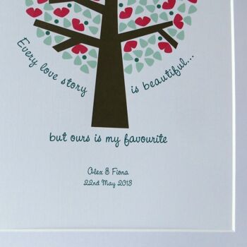 Love Story Anniversary ou Wedding Print - vert - valentine print - cadeau de fiançailles - cadeau de mariage personnalisé - cadeau d'anniversaire - Monté 16x12" Print (25,00 £) 4