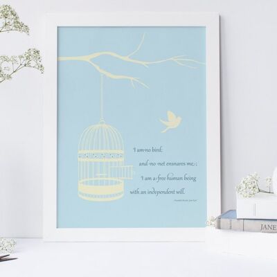 Jane Eyre 'Je ne suis pas un oiseau' Charlotte Bronte Romantique Littéraire Imprimer - Impression A4 non montée (£ 18.00)