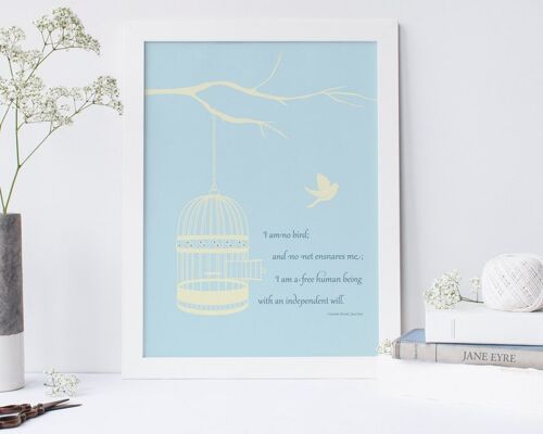 Jane Eyre 'I Am No Bird' Charlotte Bronte Romantic Literary Print - White Framed Print (£60.00)