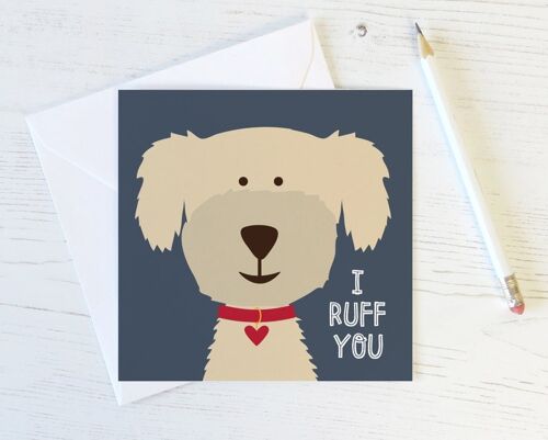 I Ruff You Dog Love Card - anniversary card - love card - valentine card for boyfriend - valentine card - dog lovers card - dog card - uk