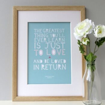 Anniversaire Love Print 'To Love and Be Loved in Return' citation - cadeau de mariage / couples - Impression A4 non montée (18,00 £) Bleu sombre 3