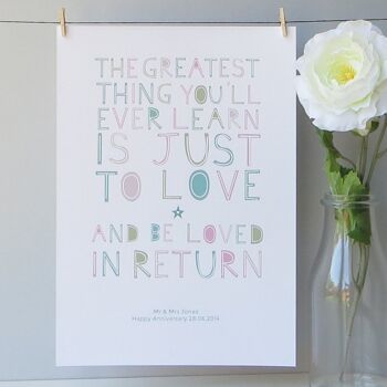 Anniversaire Love Print 'To Love and Be Loved in Return' citation - cadeau de mariage / couples - Impression A4 non montée (18,00 £) Bleu sombre 4