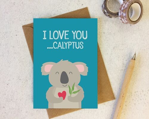 Funny Love Card - Funny Anniversary card - koala card - animal pun card - funny boyfriend card - funny girlfriend card - i love eucalyptus