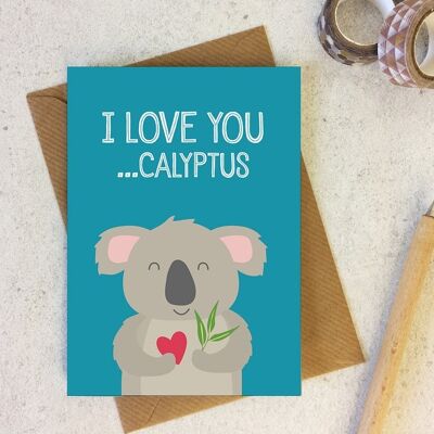 Funny Love Card - Funny Anniversary card - koala card - animal pun card - funny boyfriend card - funny girlfriend card - i love eucalyptus