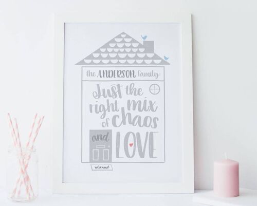 Family House Print - funny family quote - family picture - kitchen print - funny quote - housewarming gift - White frame + mount (£60.00)