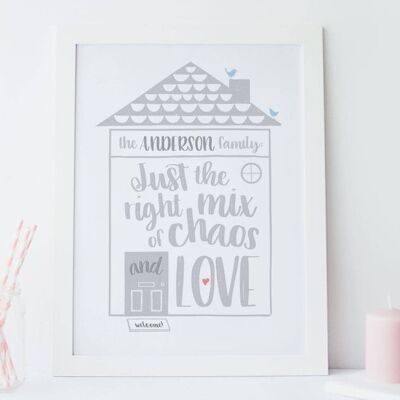 Family House Print - funny family quote - family picture - kitchen print - funny quote - housewarming gift - White frame + mount (£60.00)