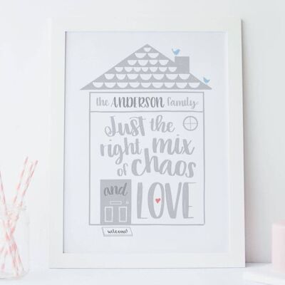 Family House Print - funny family quote - family picture - kitchen print - funny quote - housewarming gift - Black frame + mount (£60.00)
