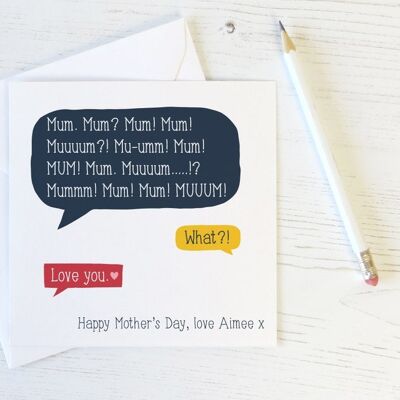 Funny Mothers Day Speech Bubble Card
