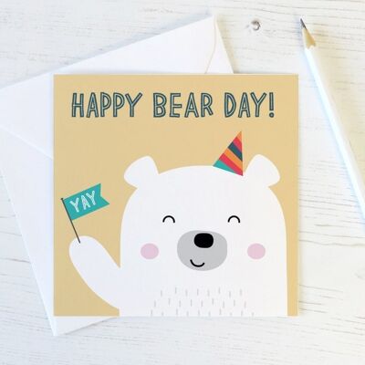 Lustige "Happy Bear Day"-Geburtstags-Wortspiel-Karte