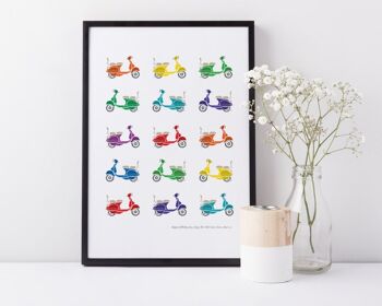 Retro Vespa Scooter Print - fête des pères - fête des pères - impression personnalisée - cadeau pour papa - cadeau pour frère - vespa - lambretta - mod - Monté 30x40cm (25,00 £) 1