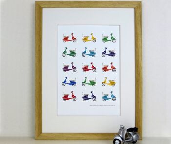 Retro Vespa Scooter Print - fête des pères - fête des pères - impression personnalisée - cadeau pour papa - cadeau pour frère - vespa - lambretta - mod - Monté 30x40cm (25,00 £) 2