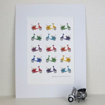 Retro Vespa Scooter Print - fête des pères - fête des pères - impression personnalisée - cadeau pour papa - cadeau pour frère - vespa - lambretta - mod - Monté 30x40cm (25,00 £) 3