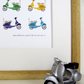 Retro Vespa Scooter Print - fête des pères - fête des pères - impression personnalisée - cadeau pour papa - cadeau pour frère - vespa - lambretta - mod - Monté 30x40cm (25,00 £) 4