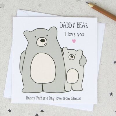 Daddy Bear Fathers Day Card - carta personalizzata - carta per papà - festa del papà - carta carina - carta per papà - carta orso - simpatici orsi - uk