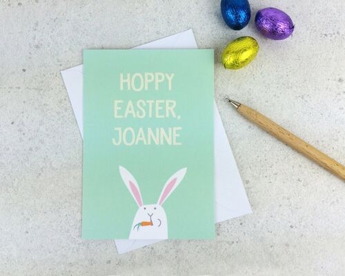 Hoppy Easter Funny Easter Card - Personalised easter card - rabbit card - bunny - easter card - funny rabbit card - easter bunny - uk