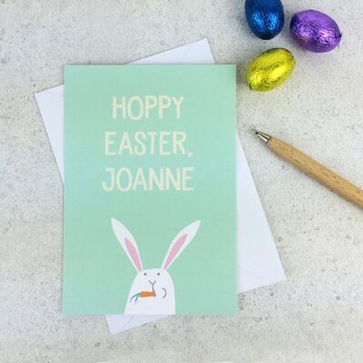 Hoppy Easter Funny Easter Card - Personalised easter card - rabbit card - bunny - easter card - funny rabbit card - easter bunny - uk