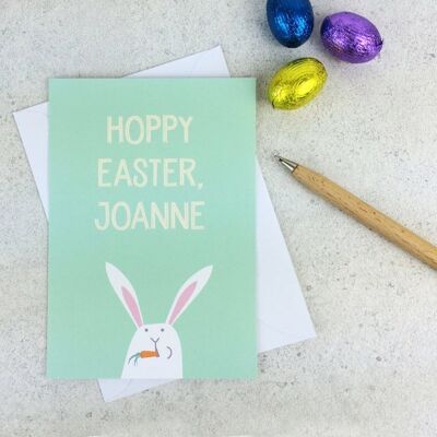 Hoppy Easter Funny Easter Card - Personalised easter card - rabbit card - bunny - easter card - funny rabbit card - easter bunny - uk