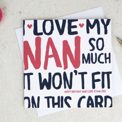 Lustige Nan-Geburtstagskarte – Karte für Nan – Nanny – Gran – Granny – Geburtstagskarte – lustige Karte – Nan-Geburtstag – Großbritannien – Oma – I Love My Nan