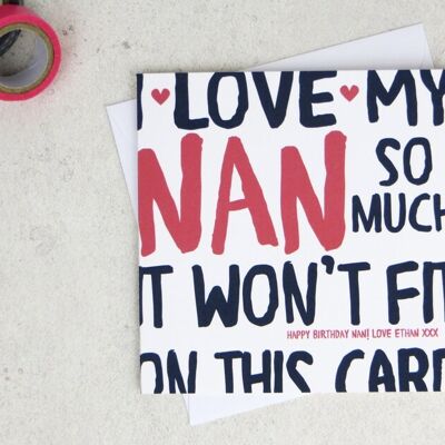 Funny Nan Birthday Card - card for Nan - Nanny - Gran - Granny - birthday card - funny card - Nan birthday - uk - grandma - I Love My Nan