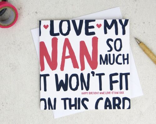 Funny Nan Birthday Card - card for Nan - Nanny - Gran - Granny - birthday card - funny card - Nan birthday - uk - grandma - I Love My Nanny
