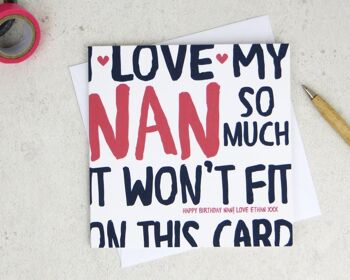 Funny Nan Birthday Card - carte pour Nan - Nanny - Gran - Granny - carte d'anniversaire - carte drôle - Nan anniversaire - Royaume-Uni - grand-mère - I Love My Nanny 1