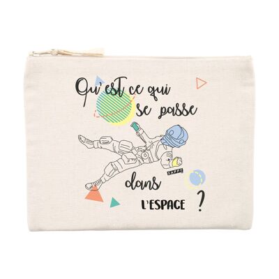 Pochette zippée Qu'est-ce qui se passe dans l'espace ? 21.5 cm - Coton recyclé