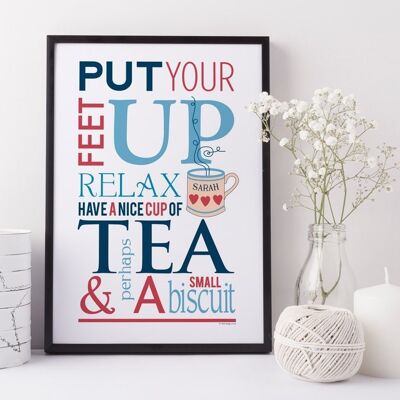 Tea and Biscuit Quote Gift Print 'Put your feet up' - personalised - the perfect present for best friends or for mum! - Mounted Print (£25.00)