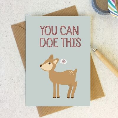 Carta di amicizia motivazionale divertente - carta animale carino - carta amico - puoi farlo - carta gioco di parole animali - carta di incoraggiamento - carta di cervo