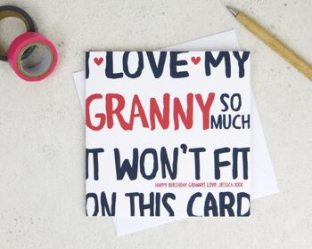 Carte d'anniversaire drôle de grand-mère - carte personnalisée - carte pour grand-mère - carte d'anniversaire - carte drôle - anniversaire de grand-mère - Royaume-Uni - grand-mère - I Love My 1