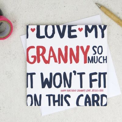 Funny Granny Birthday Card - personalised card - card for Granny - birthday card - funny card - Granny birthday - uk - grandma - I Love My