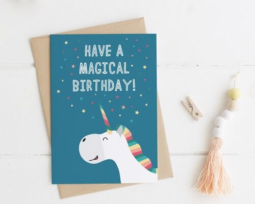 Rainbow Unicorn Birthday Card 'Have a Magical Birthday'