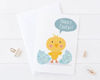 Joyeuses Pâques poussin carte - mignon poussin de Pâques - carte de Pâques - Joyeuses Pâques - jolie carte - carte de Pâques pour les enfants - carte de Pâques pour enfants 1