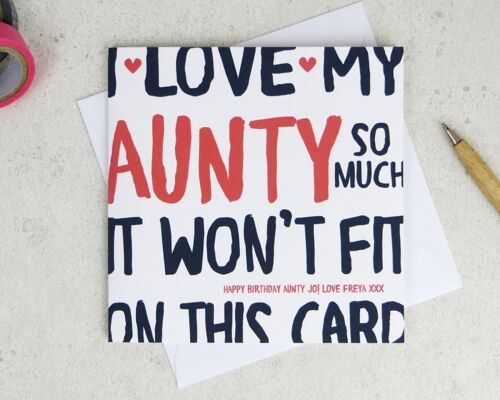 Funny Aunty Birthday Card - personalised card - card for aunty - birthday card - funny card - aunty birthday - uk - I Love My Aunty